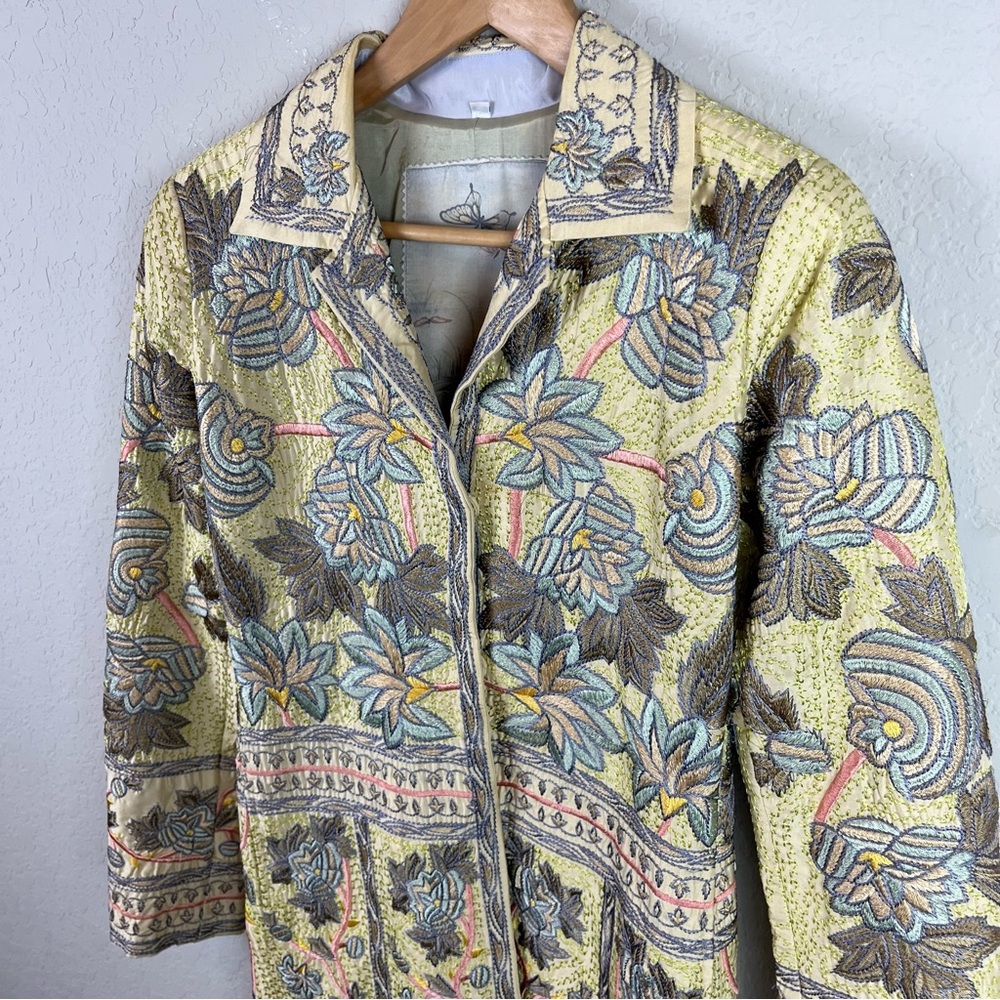 Biya Johnny Was Jacket Silk Embroidered Coat Floral - Picture 13 of 14